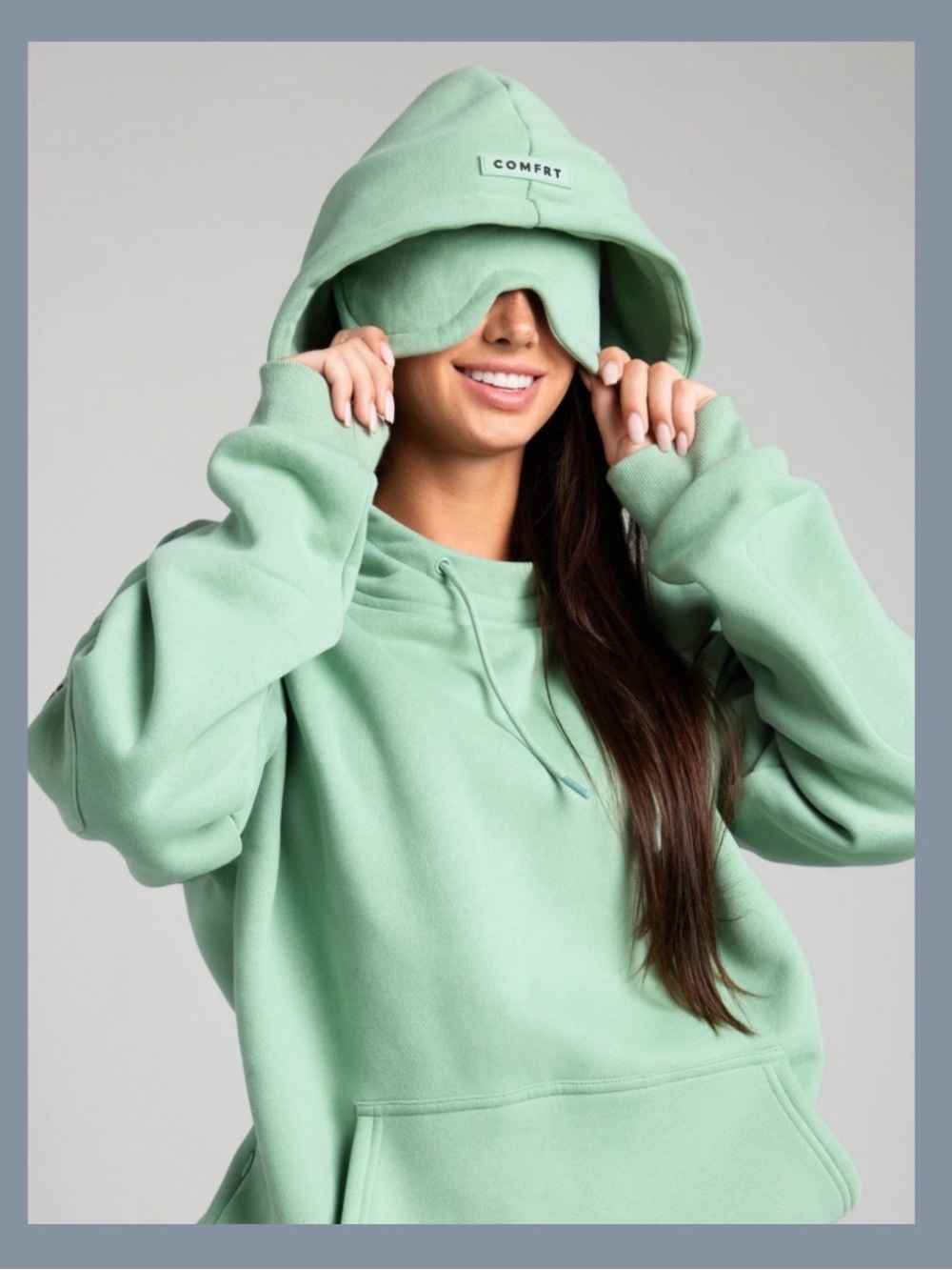 COMFRT Airplane Mode Travel Hoodie Aloe Built-In Eye Mask